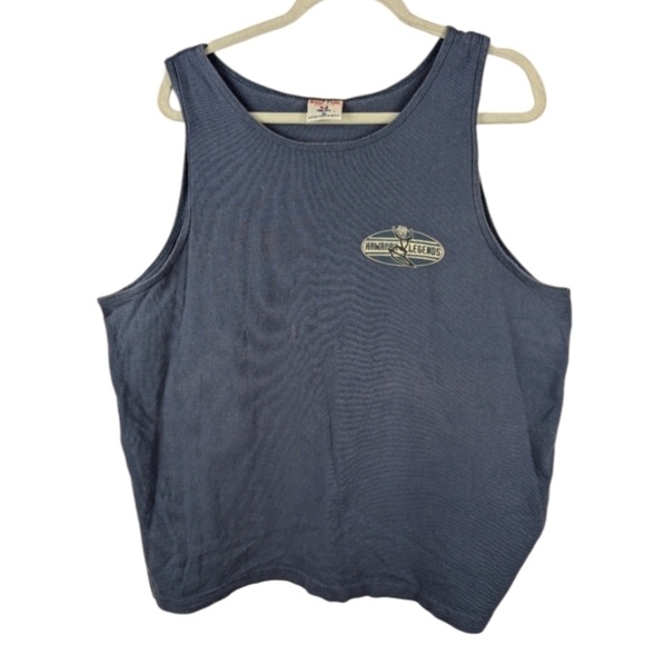 Sof Tee XL mens tank in blue Hawaiian Legends with some discoloration on front - Picture 1 of 7